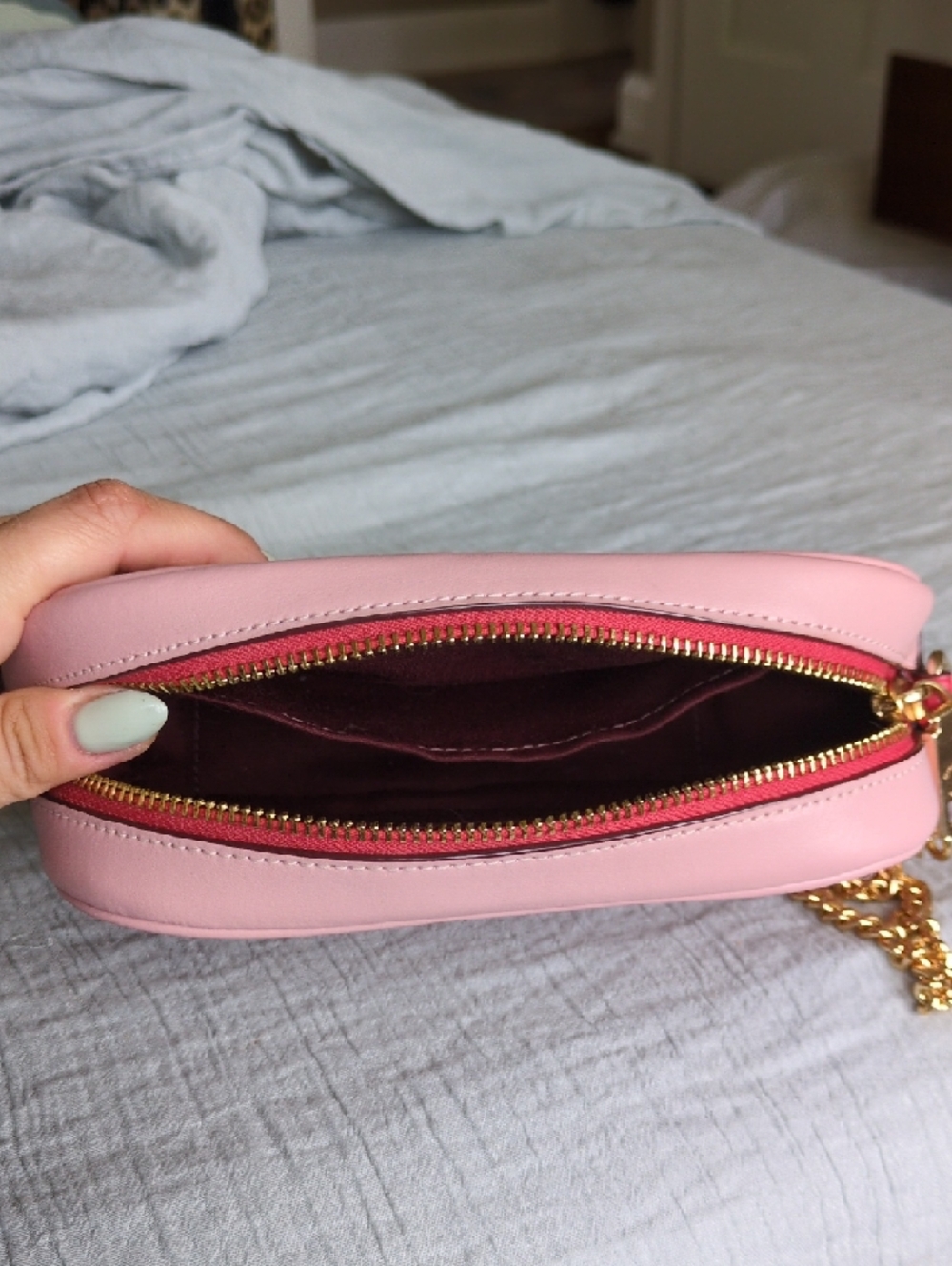 Coach Pink Cherry Print Crossbody with Gold Chain - Picture 4 of 4